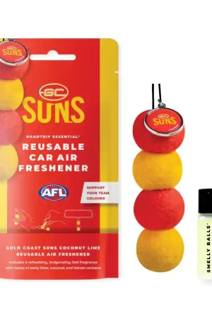 Smelly Balls Gold Coast Suns Reusable Car Air Freshener Set - AFL445AQ Today Only