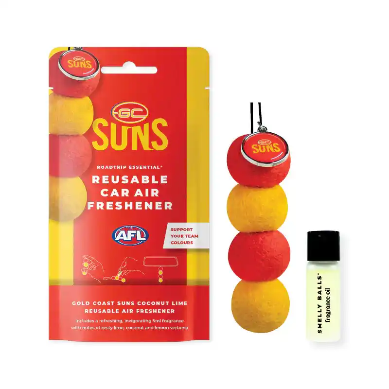 Smelly Balls Gold Coast Suns Reusable Car Air Freshener Set - AFL445AQ Today Only