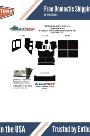 Special Discount Insulation Sound Deadener Kit for 80-86 Ford Truck Extended Cab Pickup Complete
