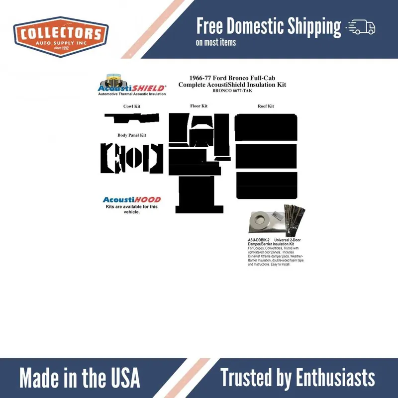 Cowl/Dash Insulation Kit for 1966-1977 Bronco Modern