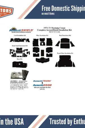 Final Sale Insulation Sound Deadener Kit for 71-73 Mustang Coupe Acoustishield Complete