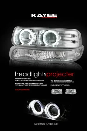 Chrome Dual Halo Angel Eyes Headlights Clearance