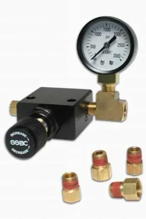 Direct From Factory SSBC Black Anodized Adjustable Proportioning Valve with Pressure Gauge - A0707E