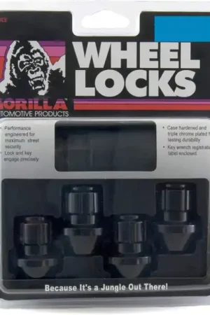 Free Shipping Gorilla Factory OEM Style Bulge 14mm x 1.50 Thread Black Chrome Locking Lug Nuts (Set of 4 w/Key) for 2018-2025 Wrangler JL (Sport | Unlimited | Sahara | Rubicon | 392) - 96641BDX