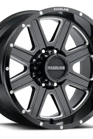 Exclusive Offer Raceline 940M Hostage 18x9in / 8x180 BP / 12mm Offset / 124.2mm Bore - Black & Milled Wheel
