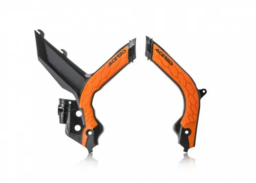 Acerbis 20-23 KTM XCF-W/ XC-W/ EXC/ EXC-F Frame Guards- X-Grip - Black/16 Orange Authentic