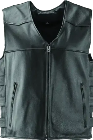 River Road Plains Leather Vest Black - 2XL Markdown