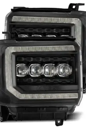 AlphaRex 14-18 GMC Sierra NOVA LED Proj Headlights Plank Style Black w/Activ Light/Seq Signal/DRL Wholesale