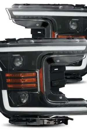 AlphaRex 18-19 Ford F-150 PRO-Series Proj Headlights Plank Style Gloss Blk w/Activ Light/Seq Signal Worldwide Shipping