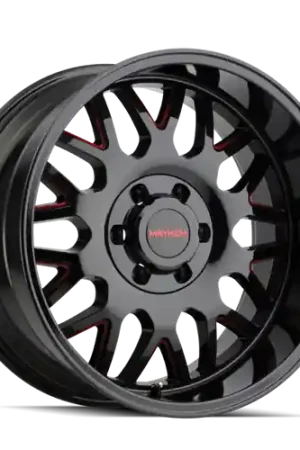 Viral Mayhem 8110 Tripwire 20x9 / 5x150 BP / 0mm Offset / 110mm Hub Black w/ Prism Red Wheel