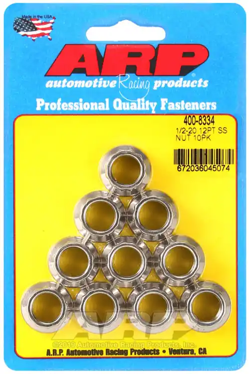 ARP 1/2 Inch x 20 Stainless Steel 12-Point Nut Kit (10 Pieces) - High-Performance Automotive Fasteners Best Choice