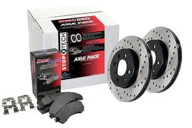 Price Cut StopTech Sport Axle Pack; Slotted Rotor; 4 Wheel Brake Kit with Brake lines
