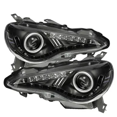 Affordable Spyder Scion FRS 12-14 Projector Headlights DRL LED Black PRO-YD-SFRS12-BK