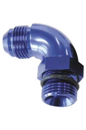 Aeroflow 90 Deg -8ORB To -8AN Full Flow Adapter W/Jam Nut - Black High Quality