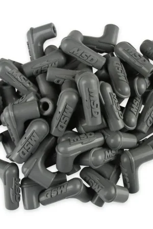 MSD Boots, 90 Degree Logo Spark Plug, Gray Silicone 50EA Spark Plug Boots, 90 Degree with Logo, Gray Silicone 50EA Reduced Price