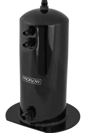 Today Only Proflow Fuel Surge Tank Aluminium 254mm x 108mm Round 2.5L AN Fitting Kit Black Anodised