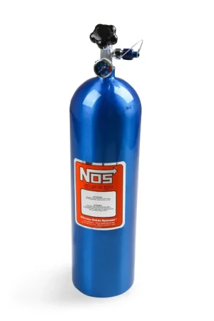 NOS Nitrous Bottle 15 lb Nitrous Bottle w/ Blue Finish & Super Hi Flo Valve - Includes Racer Safety Blow-Off & Gauge Handmade