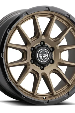 Last Chance ICON Alloys Cajon, Satin Bronze w/ Gloss Black Lip, 20 x 9 / 6 x 135, 16mm Offset, 5.625" BS