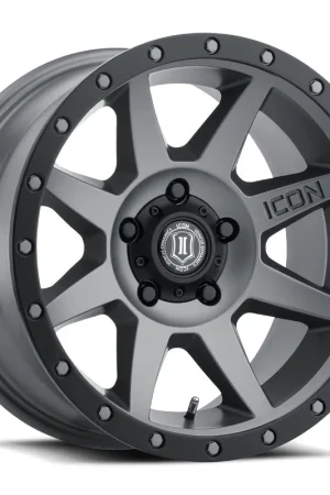 Free Returns ICON Alloys Rebound, Titanium, 17 x 8.5 / 5 x 4.5, 0mm Offset, 4.75" BS
