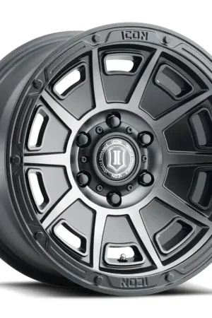 Weekend Sale ICON Alloys Victory, Smoked Satin Black, 17 x 8.5 / 6 x 135, 6mm Offset, 5" BS