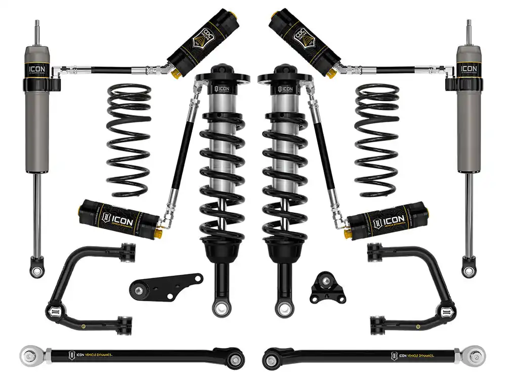 Shop Now ICON 2024-2025 Toyota Tacoma 1.25-3" Lift, Stage 8 Suspension System, Tubular, Overland Rear Springs