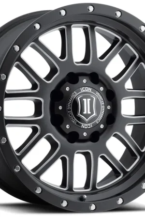 Top Pick ICON Alloys Alpha, Satin Black, Milled Windows, 20x9 / 5x150, 16mm OS, 5.625" BS